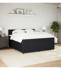 vidaXL Boxspring met matras fluweel zwart 200x200 cm