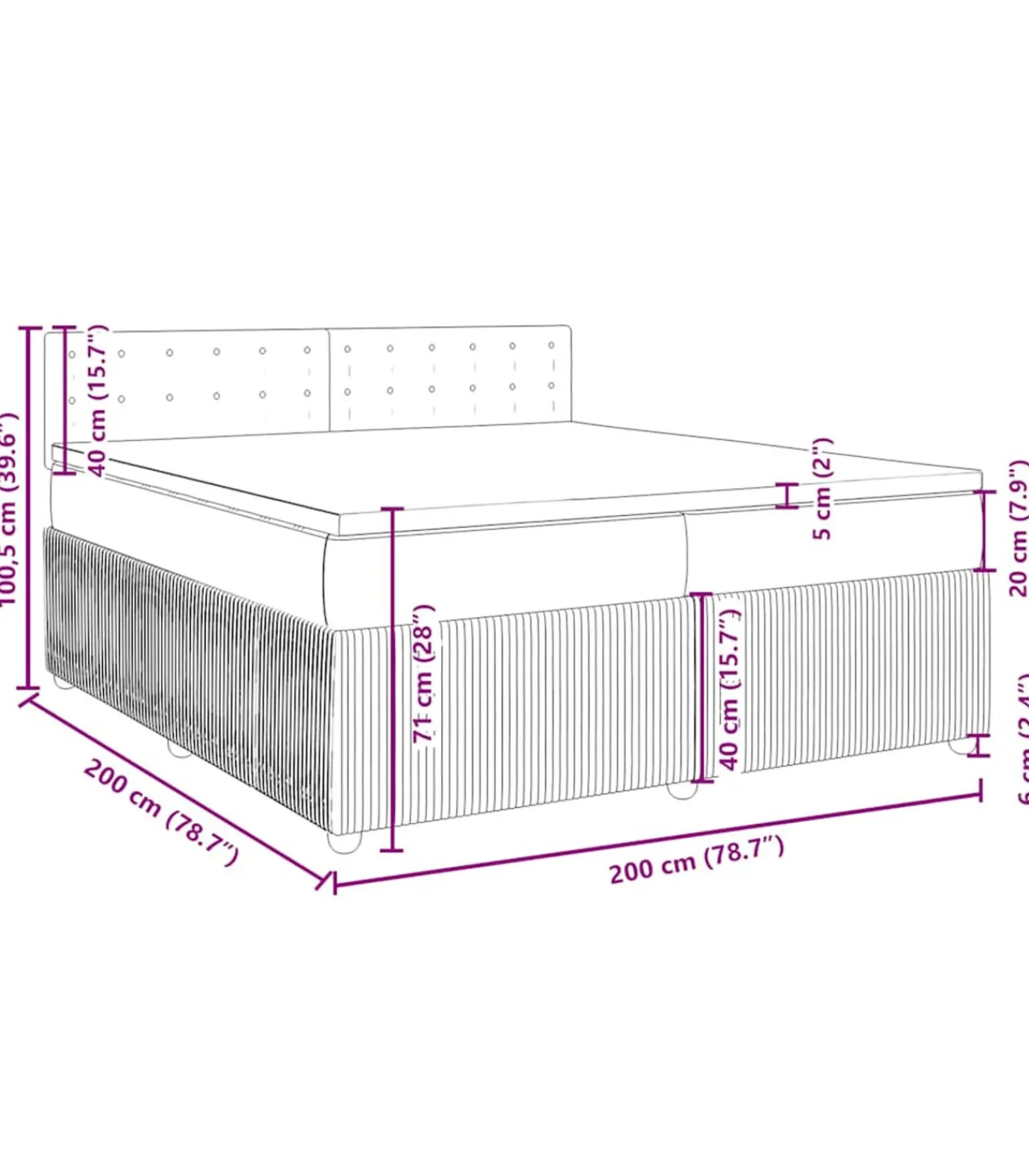 vidaXL Boxspring met matras fluweel zwart 200x200 cm