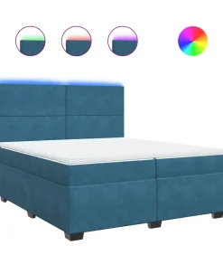 vidaXL Boxspring met matras fluweel blauw 200x200 cm