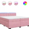 New Boxspring met matras fluweel roze 200x200 cm Bedden