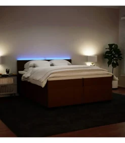 New Boxspring met matras fluweel roze 200x200 cm Bedden