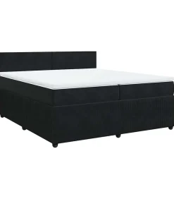 vidaXL Boxspring met matras fluweel zwart 200x200 cm