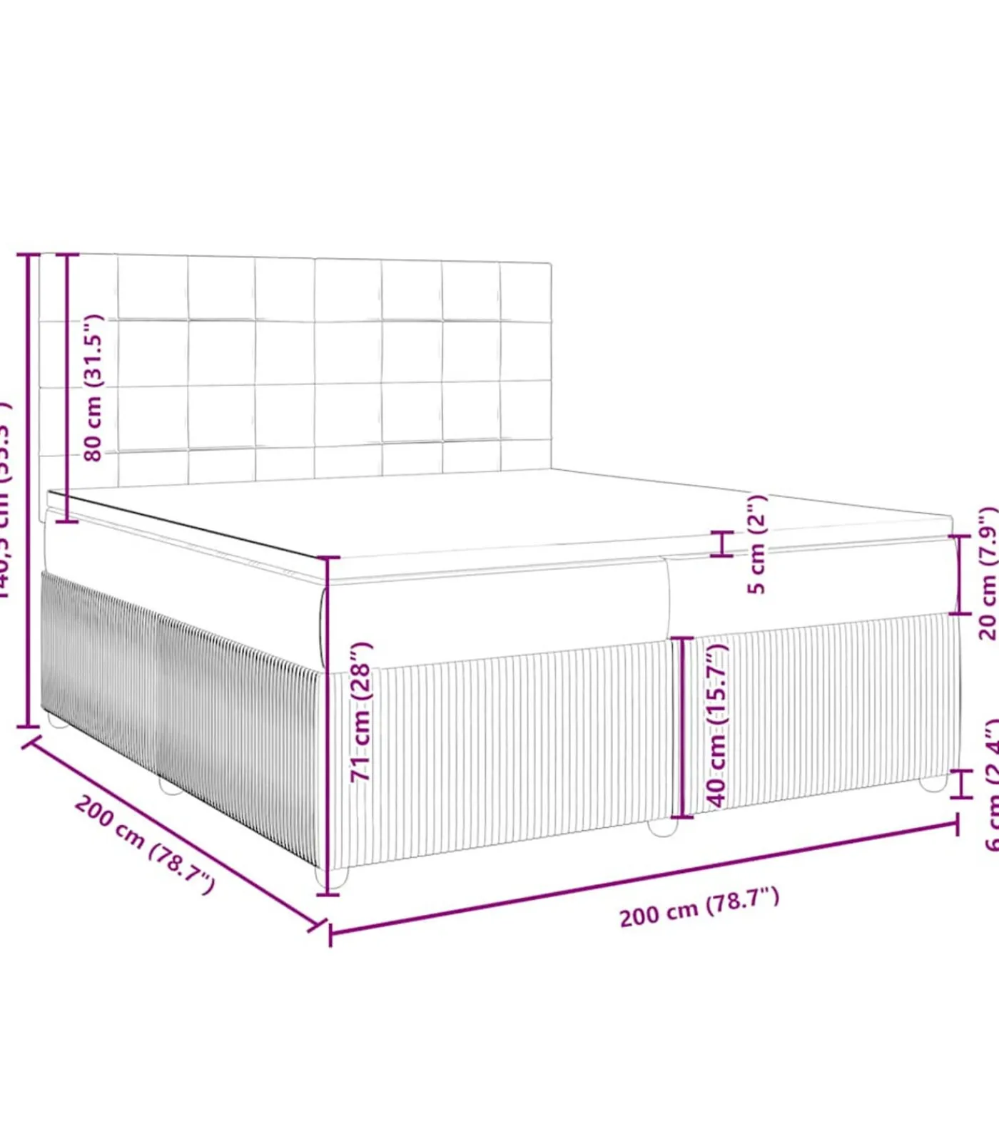 Hot Boxspring met matras fluweel blauw 200x200 cm Bedden