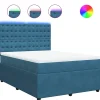 vidaXL Boxspring met matras fluweel blauw 160x200 cm