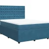 vidaXL Boxspring met matras fluweel donkerblauw 160x200 cm