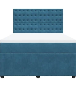vidaXL Boxspring met matras fluweel donkerblauw 160x200 cm