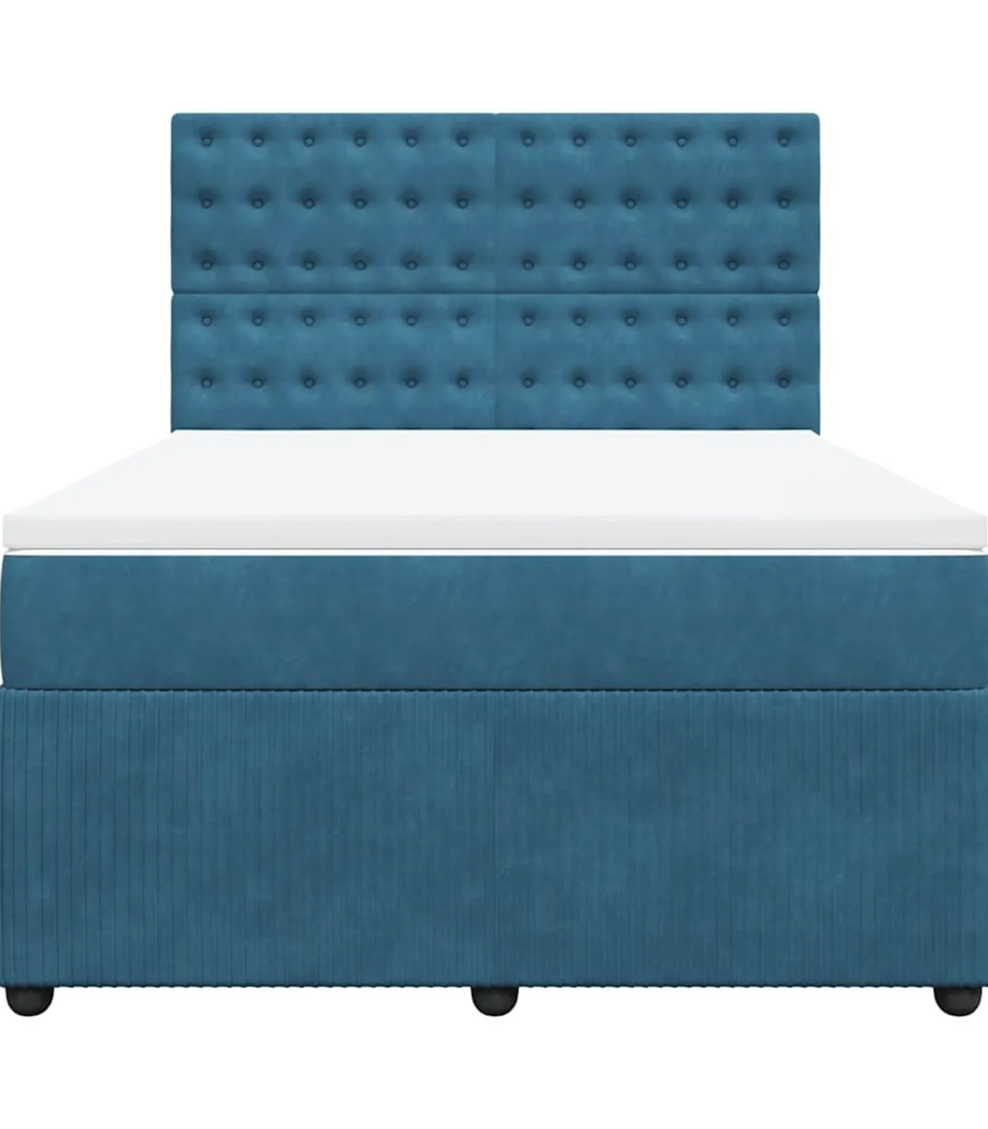 vidaXL Boxspring met matras fluweel donkerblauw 160x200 cm