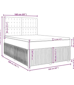 vidaXL Boxspring met matras fluweel donkerblauw 160x200 cm
