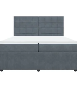 vidaXL Boxspring met matras fluweel donkergrijs 200x200 cm