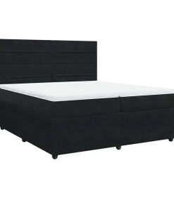 vidaXL Boxspring met matras fluweel zwart 200x200 cm