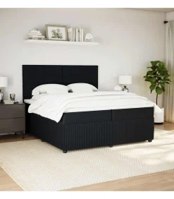 vidaXL Boxspring met matras fluweel zwart 200x200 cm