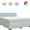 vidaXL Boxspring met matras fluweel lichtgrijs 200x200 cm