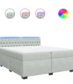 vidaXL Boxspring met matras fluweel lichtgrijs 200x200 cm