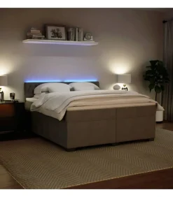 vidaXL Boxspring met matras fluweel lichtgrijs 200x200 cm