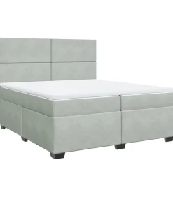 Sale Boxspring met matras fluweel lichtgrijs 200x200 cm Bedden