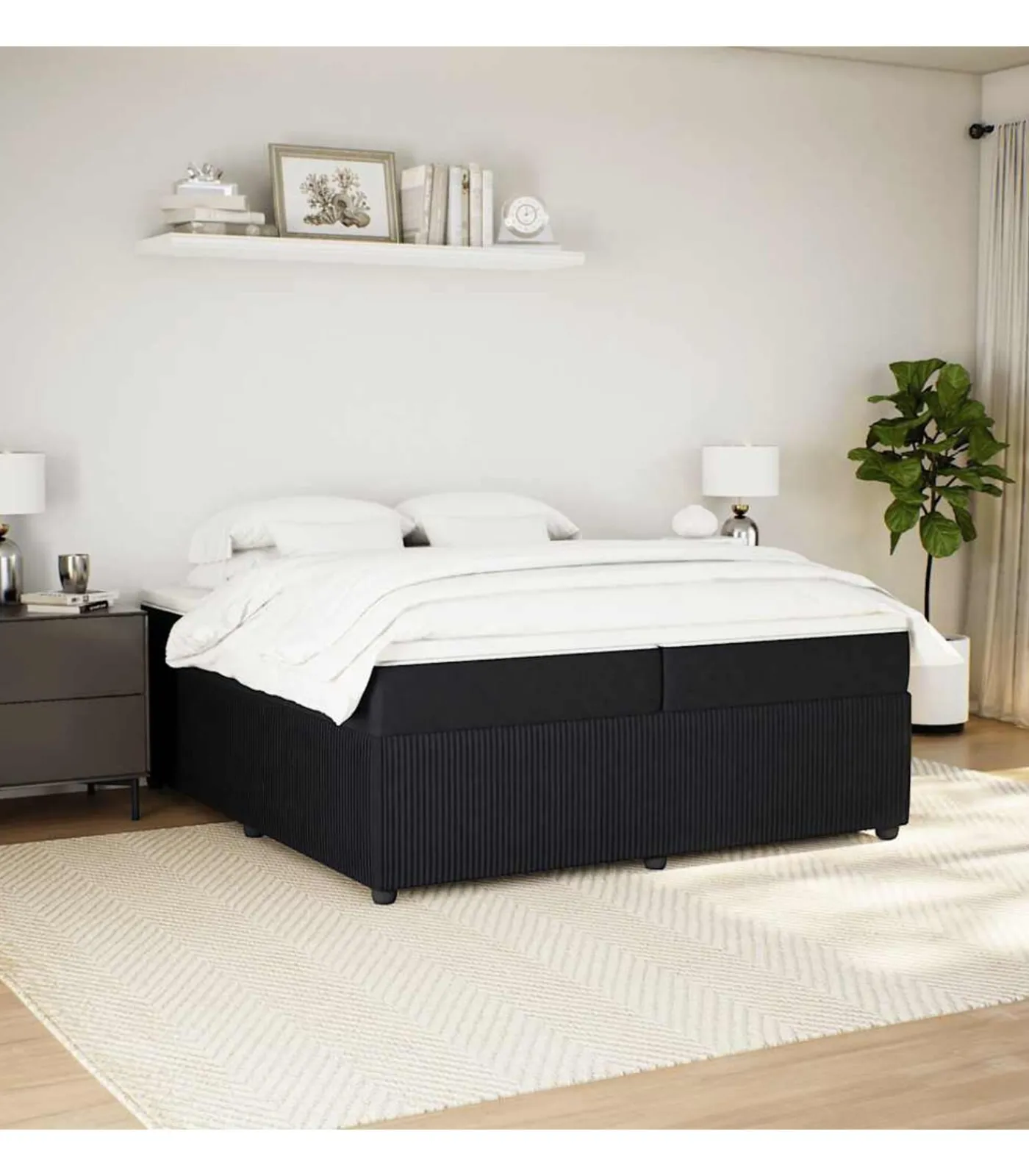 vidaXL Boxspring met matras fluweel zwart 200x200 cm