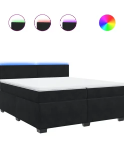 vidaXL Boxspring met matras fluweel zwart 200x200 cm