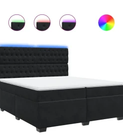 Sale Boxspring met matras fluweel zwart 200x200 cm Bedden