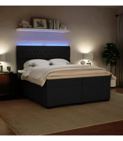 Sale Boxspring met matras fluweel zwart 200x200 cm Bedden