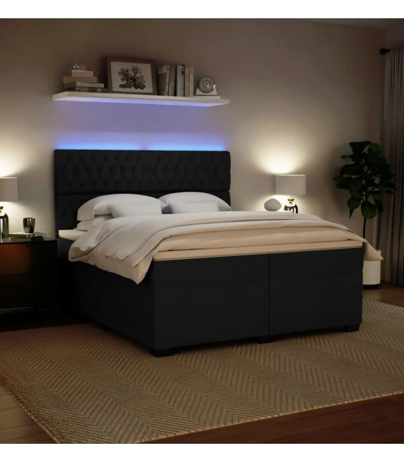 Sale Boxspring met matras fluweel zwart 200x200 cm Bedden