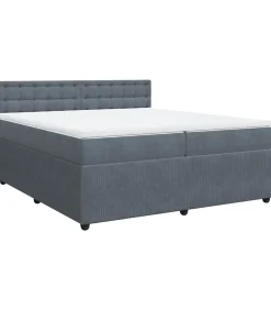 vidaXL Boxspring met matras fluweel donkergrijs 200x200 cm