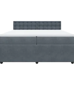 vidaXL Boxspring met matras fluweel donkergrijs 200x200 cm