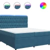 Online Boxspring met matras fluweel blauw 200x200 cm Bedden