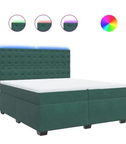 Sale Boxspring met matras fluweel donkergroen 200x200 cm Bedden