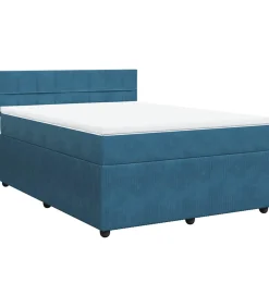 vidaXL Boxspring met matras fluweel blauw 160x200 cm