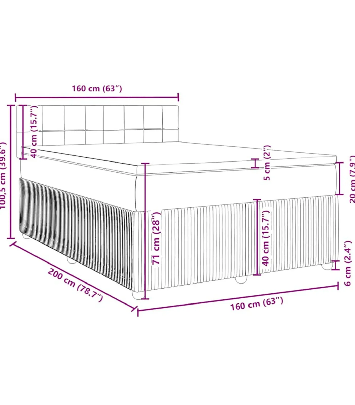 vidaXL Boxspring met matras fluweel blauw 160x200 cm