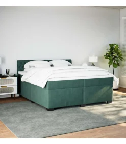 vidaXL Boxspring met matras fluweel donkergroen 200x200 cm