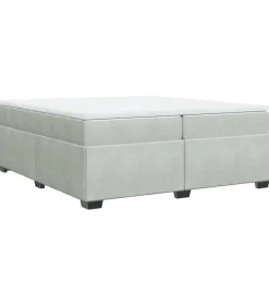 vidaXL Boxspring met matras fluweel lichtgrijs 200x200 cm
