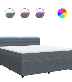 vidaXL Boxspring met matras fluweel donkergrijs 200x200 cm
