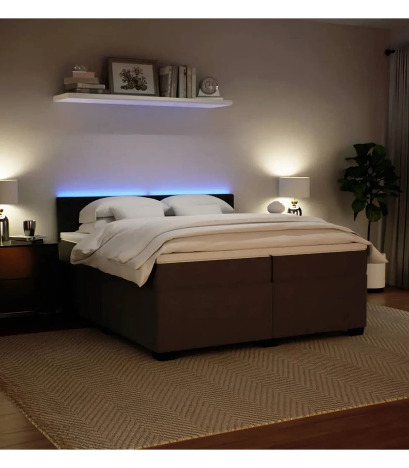 vidaXL Boxspring met matras fluweel lichtgrijs 200x200 cm