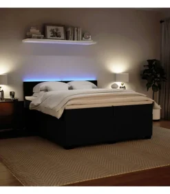 Best Boxspring met matras fluweel zwart 200x200 cm Bedden