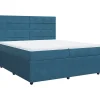 Sale Boxspring met matras fluweel donkerblauw 200x200 cm Bedden