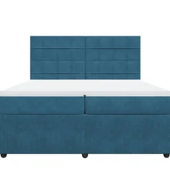 Sale Boxspring met matras fluweel donkerblauw 200x200 cm Bedden