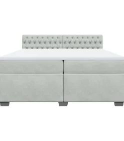 Hot Boxspring met matras fluweel lichtgrijs 200x200 cm Bedden