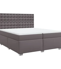 vidaXL Boxspring met matras kunstleer grijs 200x200 cm