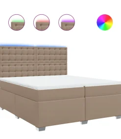 Sale Boxspring met matras kunstleer cappuccinokleurig 200x200 cm Bedden