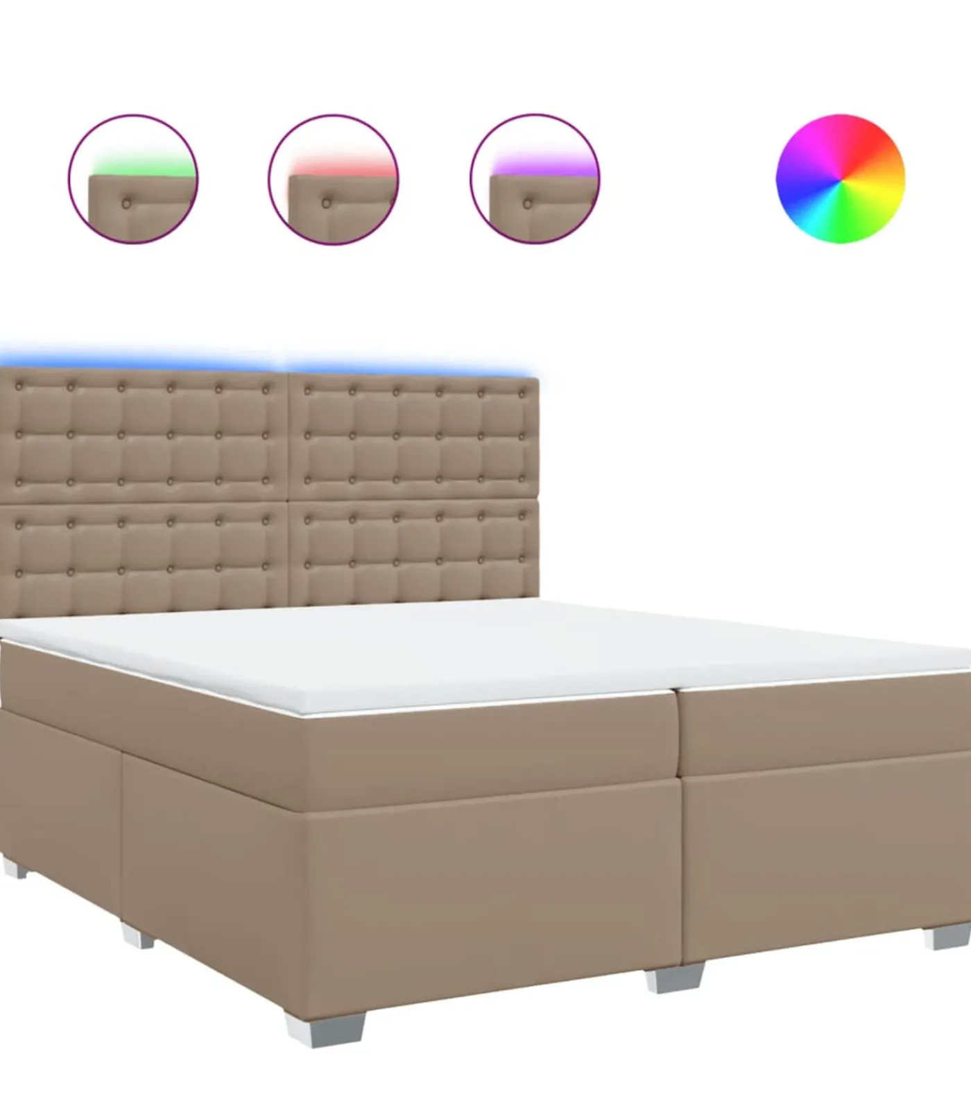 Sale Boxspring met matras kunstleer cappuccinokleurig 200x200 cm Bedden