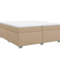 vidaXL Boxspring met matras kunstleer cappuccinokleurig 200x200 cm