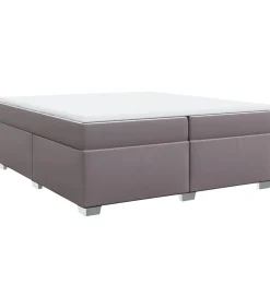 Hot Boxspring met matras kunstleer grijs 200x200 cm Bedden