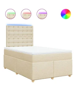 vidaXL Boxspring met matras stof crèmekleurig 120x190 cm