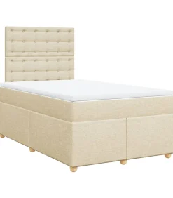 vidaXL Boxspring met matras stof crèmekleurig 120x190 cm