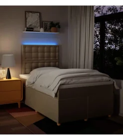 vidaXL Boxspring met matras stof crèmekleurig 120x190 cm