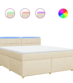 vidaXL Boxspring met matras stof crèmekleurig 180x200 cm