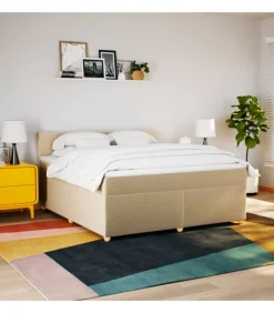 vidaXL Boxspring met matras stof crèmekleurig 180x200 cm