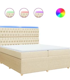 vidaXL Boxspring met matras stof crèmekleurig 200x200 cm