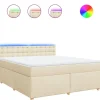 Boxspring met matras stof crèmekleurig 180x200 cm Bedden